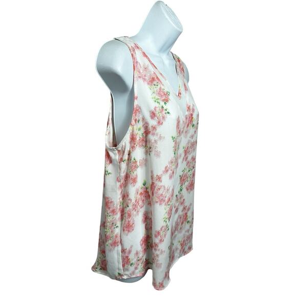 Madison Grey Pink Floral Blouse Sz Large Sleeveless Top Loose V-Neck Cami - Picture 4 of 6